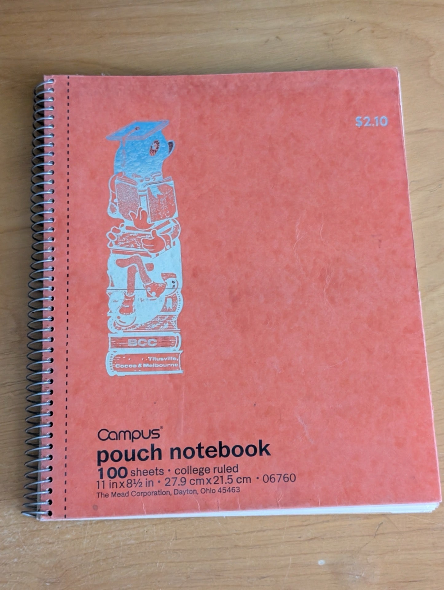 Campus Pouch Notebook (BCC) by Mead Corporation (Stationery, Ephemera, c. 1995, BCC memorabilia, EFSC history, Florida ephemera, vintage notebook, Mead Campus) - PhishStones Products