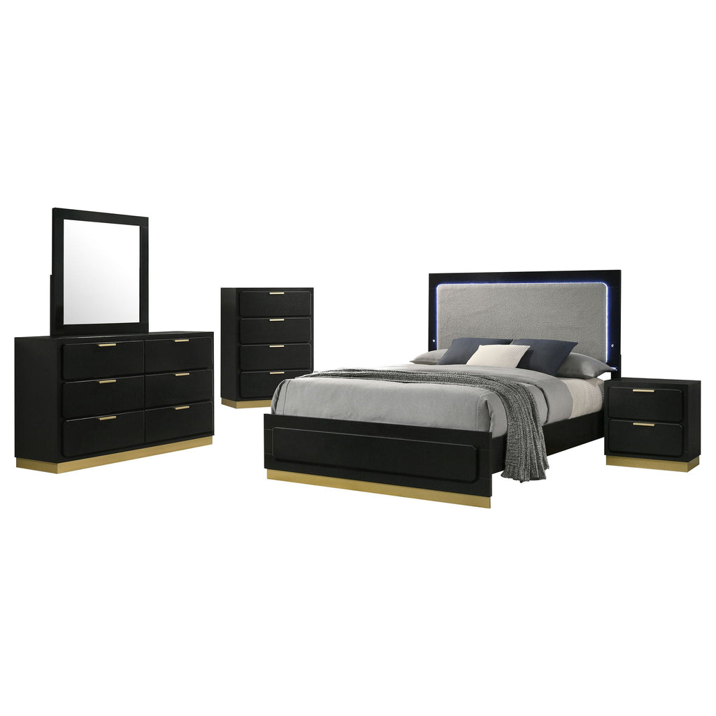 Caraway 5 - piece Eastern King Bedroom Set Black - PhishStones Products