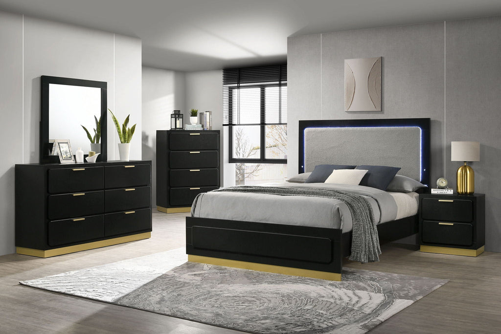 Caraway 5 - piece Eastern King Bedroom Set Black - PhishStones Products