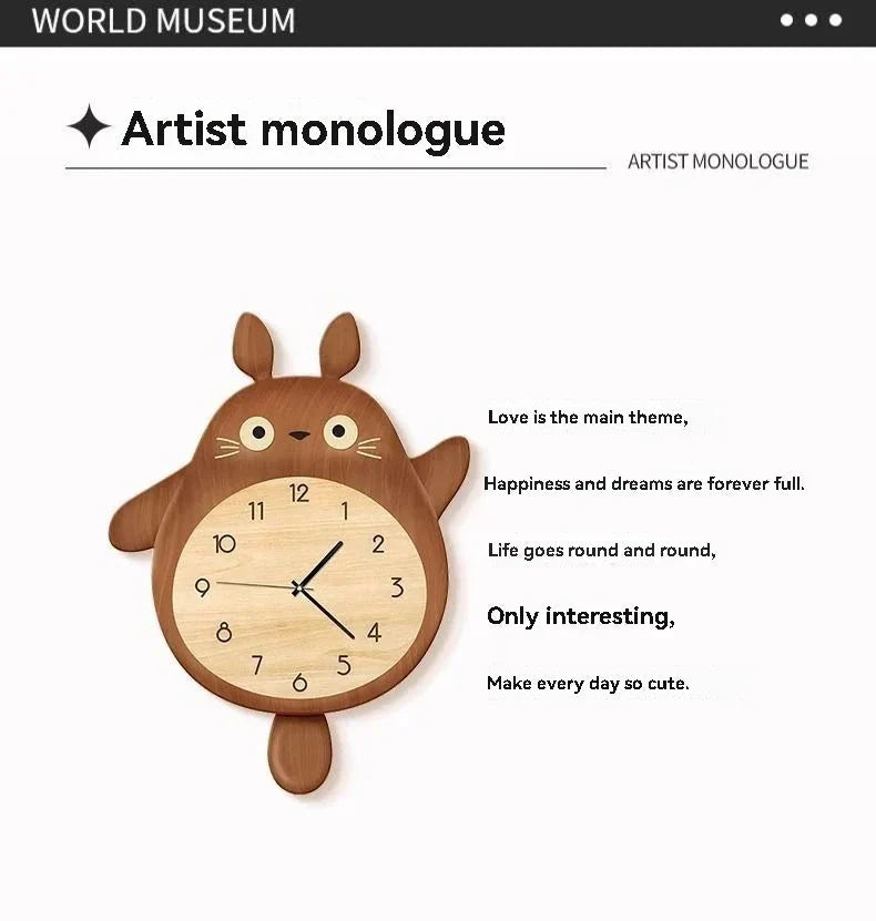 Cartoon Cat Design Wall Clock Wooden Sway Hanging Clock Decorative Painting For Restaurant Home Decor Gift - PhishStones Products
