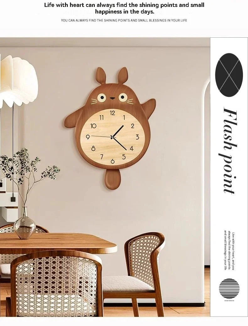 Cartoon Cat Design Wall Clock Wooden Sway Hanging Clock Decorative Painting For Restaurant Home Decor Gift - PhishStones Products