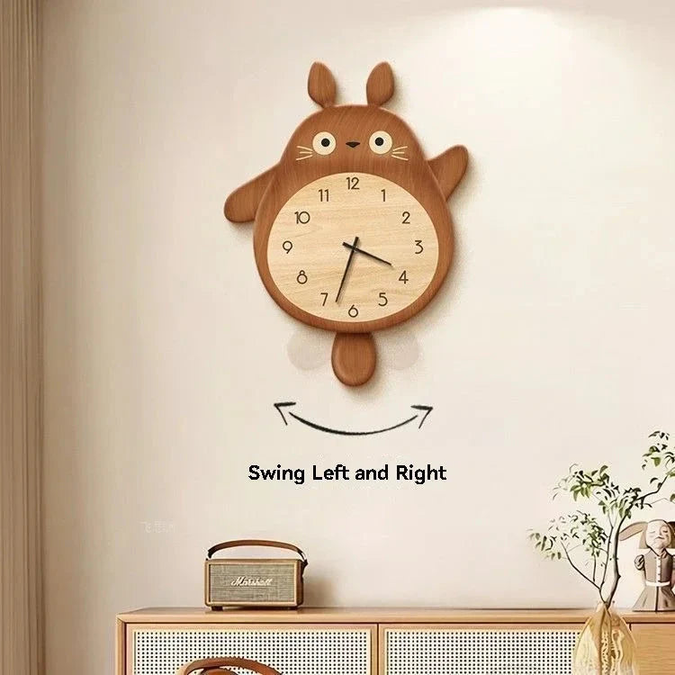 Cartoon Cat Design Wall Clock Wooden Sway Hanging Clock Decorative Painting For Restaurant Home Decor Gift - PhishStones Products
