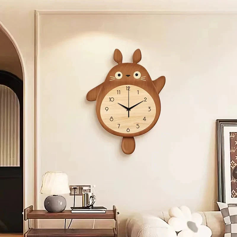 Cartoon Cat Design Wall Clock Wooden Sway Hanging Clock Decorative Painting For Restaurant Home Decor Gift - PhishStones Products