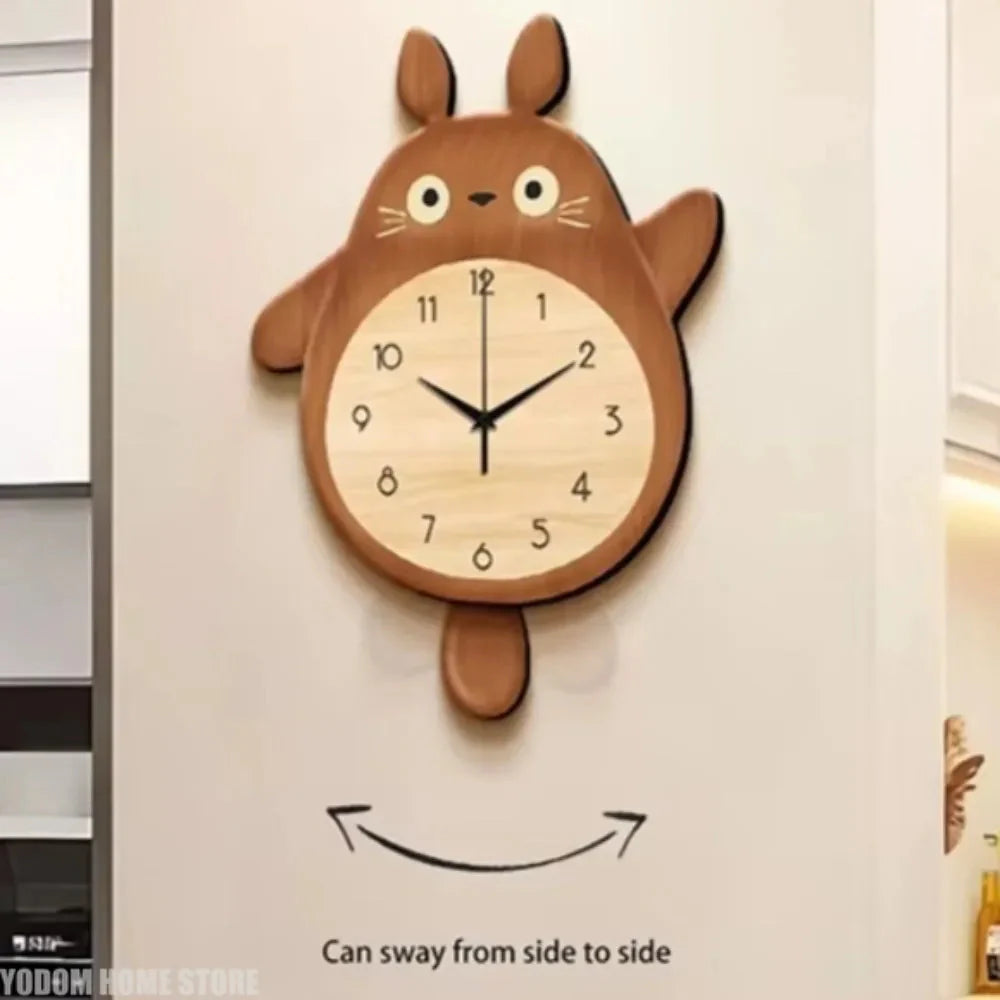 Cartoon Cat Design Wall Clock Wooden Sway Hanging Clock Decorative Painting For Restaurant Home Decor Gift - PhishStones Products