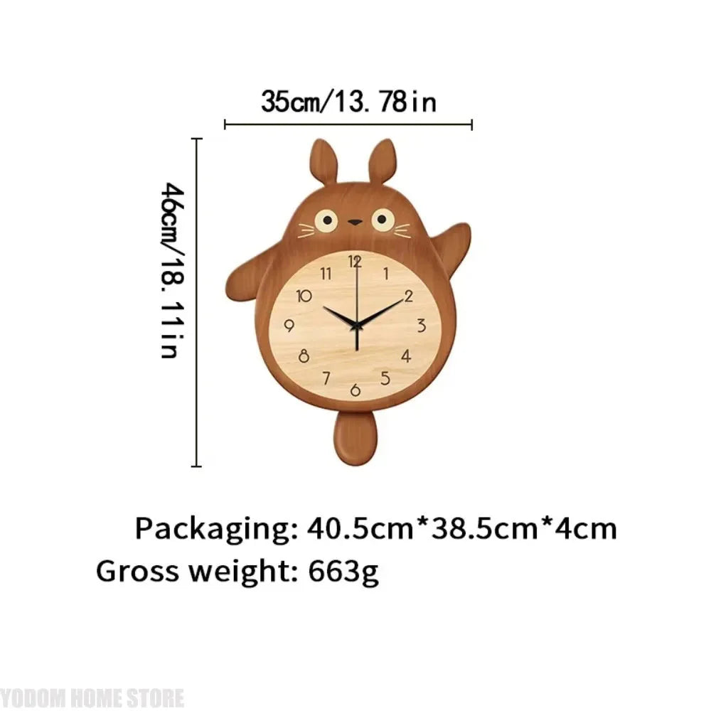 Cartoon Cat Design Wall Clock Wooden Sway Hanging Clock Decorative Painting For Restaurant Home Decor Gift - PhishStones Products