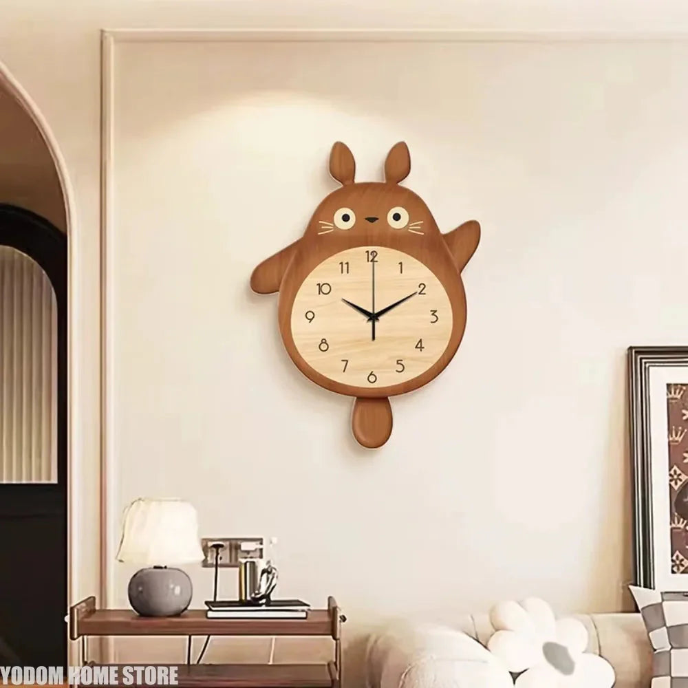 Cartoon Cat Design Wall Clock Wooden Sway Hanging Clock Decorative Painting For Restaurant Home Decor Gift - PhishStones Products
