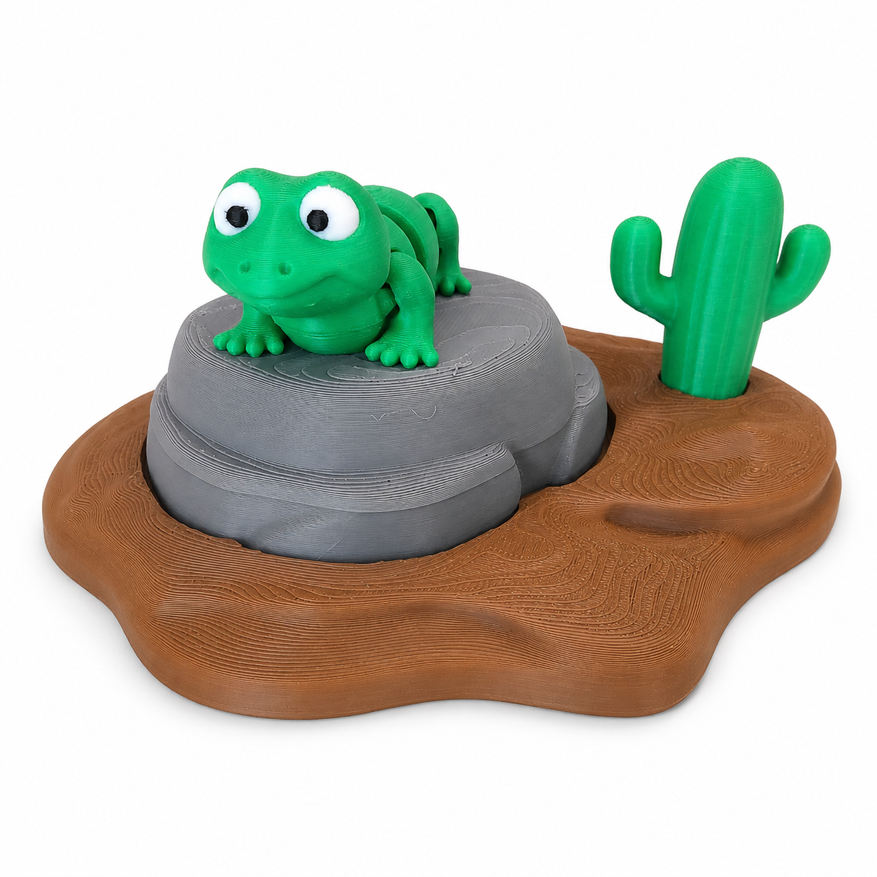 Green Lizard Desert Playset - 3D Printed Animal Toy