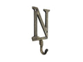 Rustic Gold Cast Iron Letter N Alphabet Wall Hook 6""