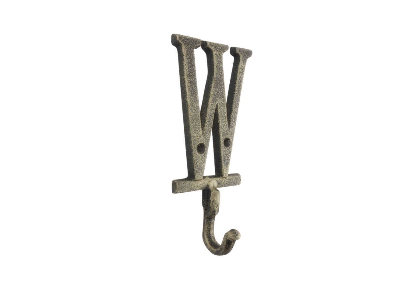 Rustic Gold Cast Iron Letter W Alphabet Wall Hook 6""