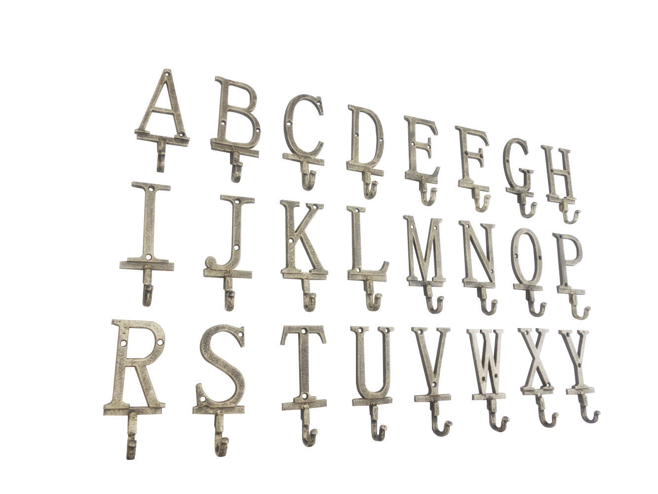Rustic Gold Cast Iron Letter N Alphabet Wall Hook 6""