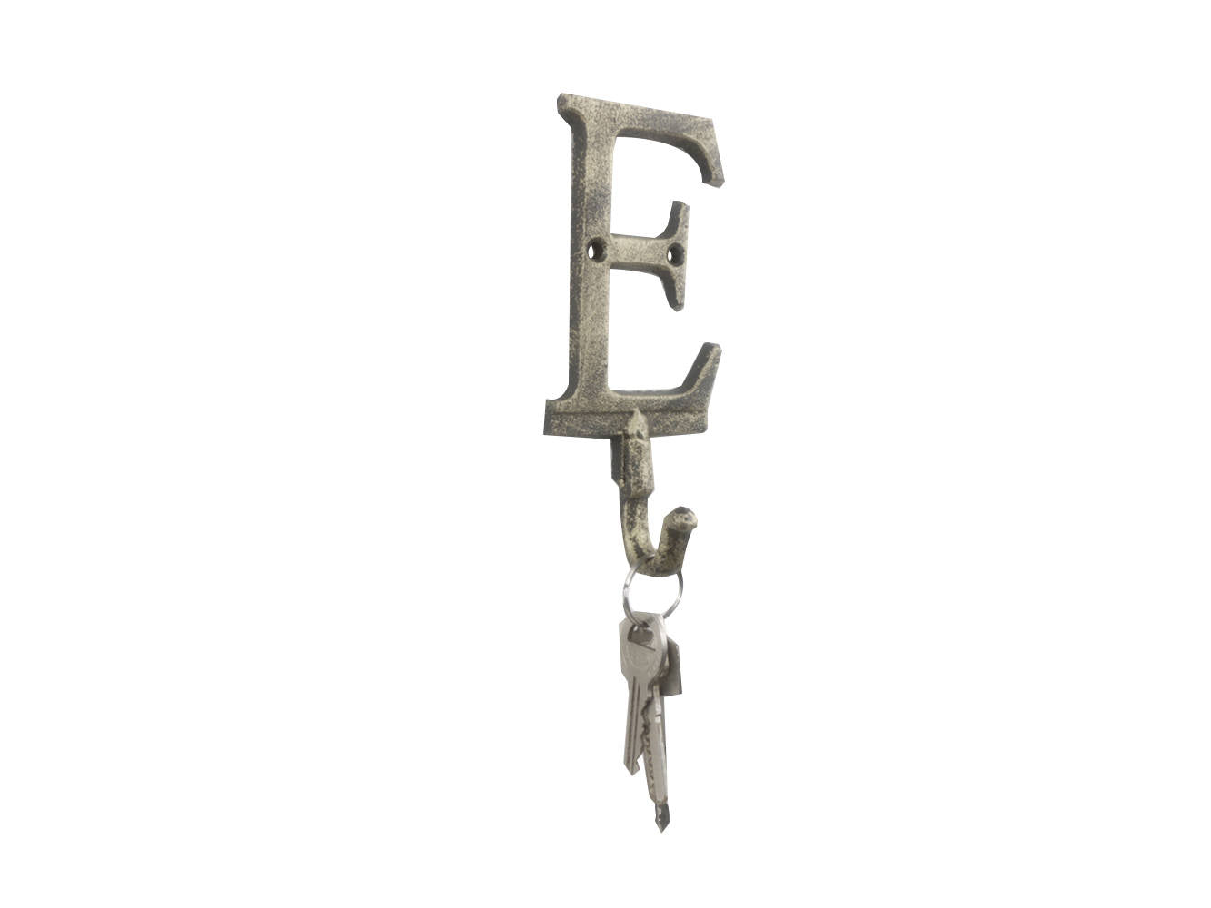 Rustic Gold Cast Iron Letter E Alphabet Wall Hook 6""