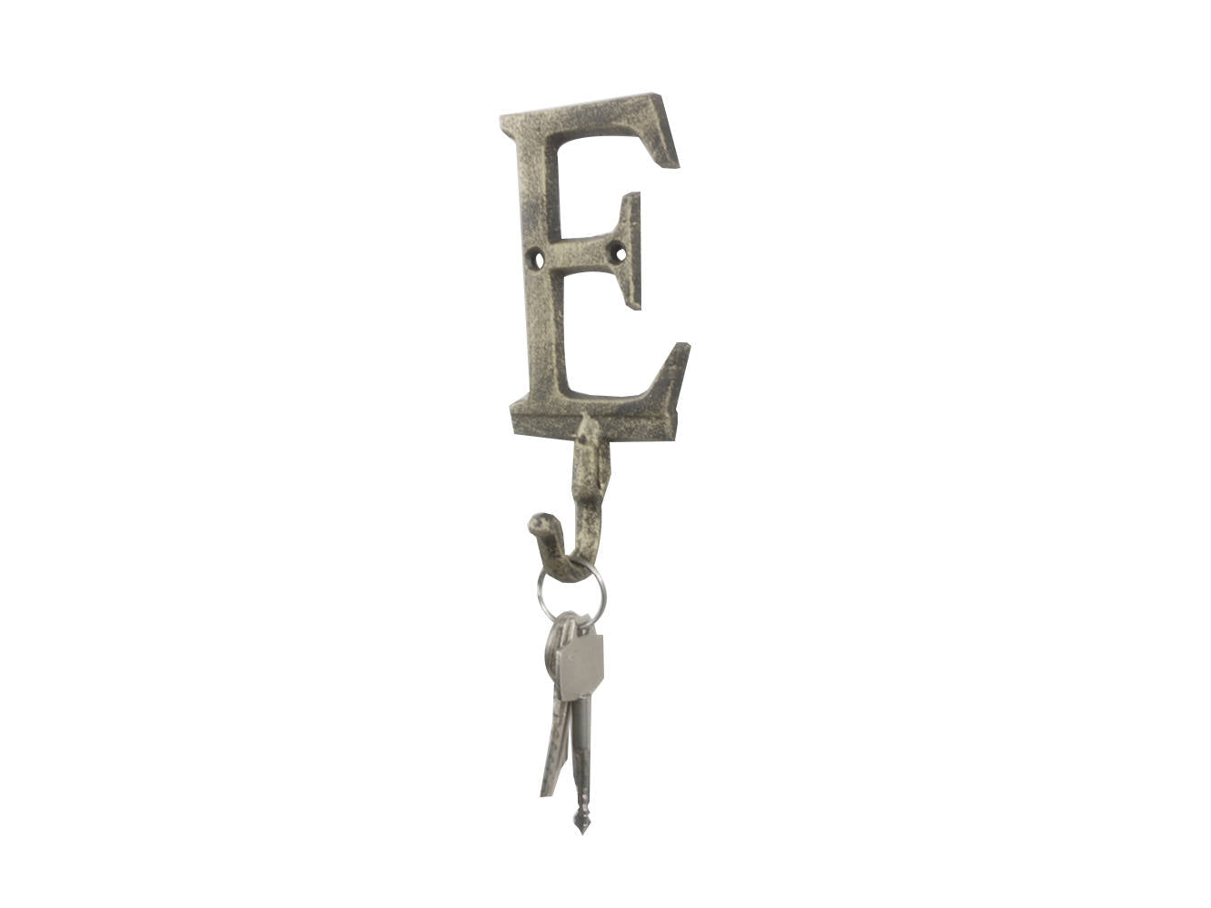 Rustic Gold Cast Iron Letter E Alphabet Wall Hook 6""
