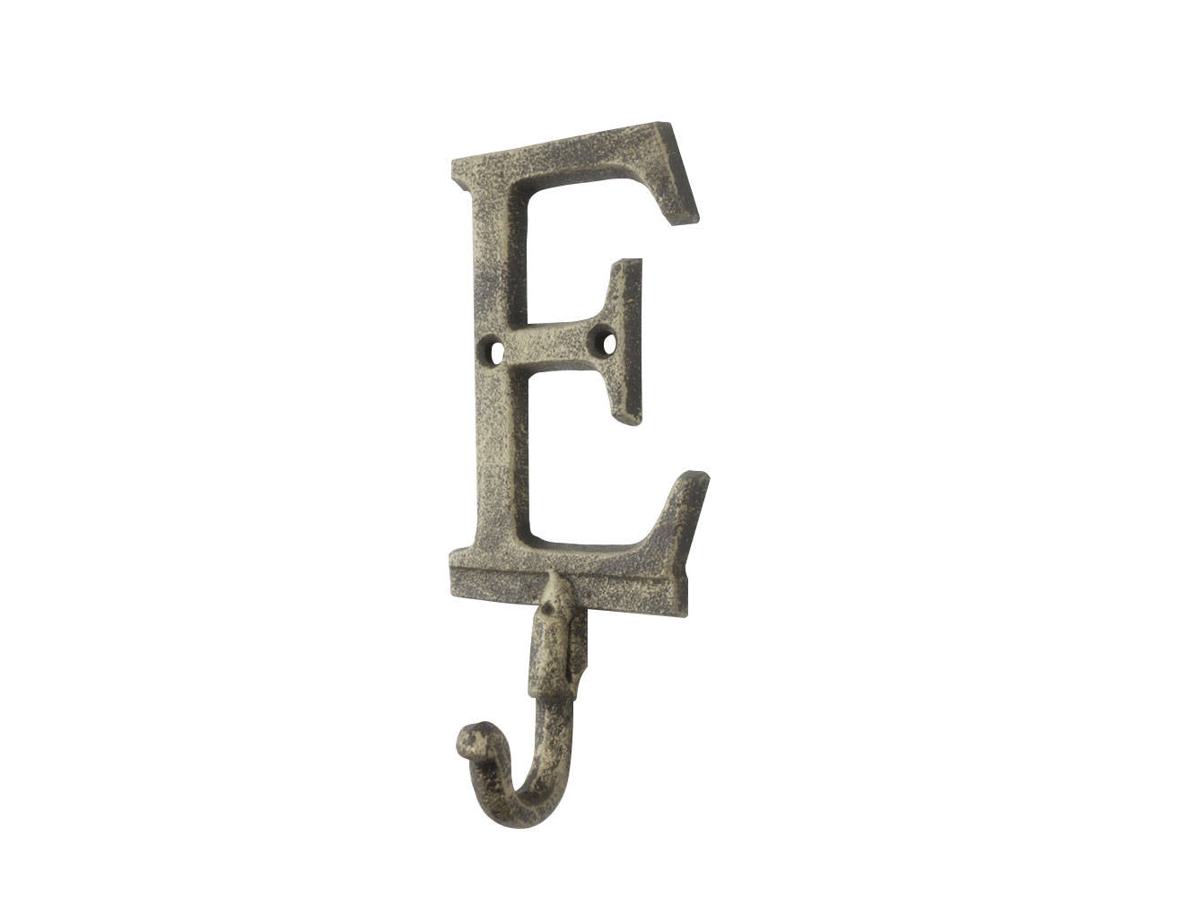 Rustic Gold Cast Iron Letter E Alphabet Wall Hook 6""