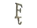 Rustic Gold Cast Iron Letter F Alphabet Wall Hook 6""