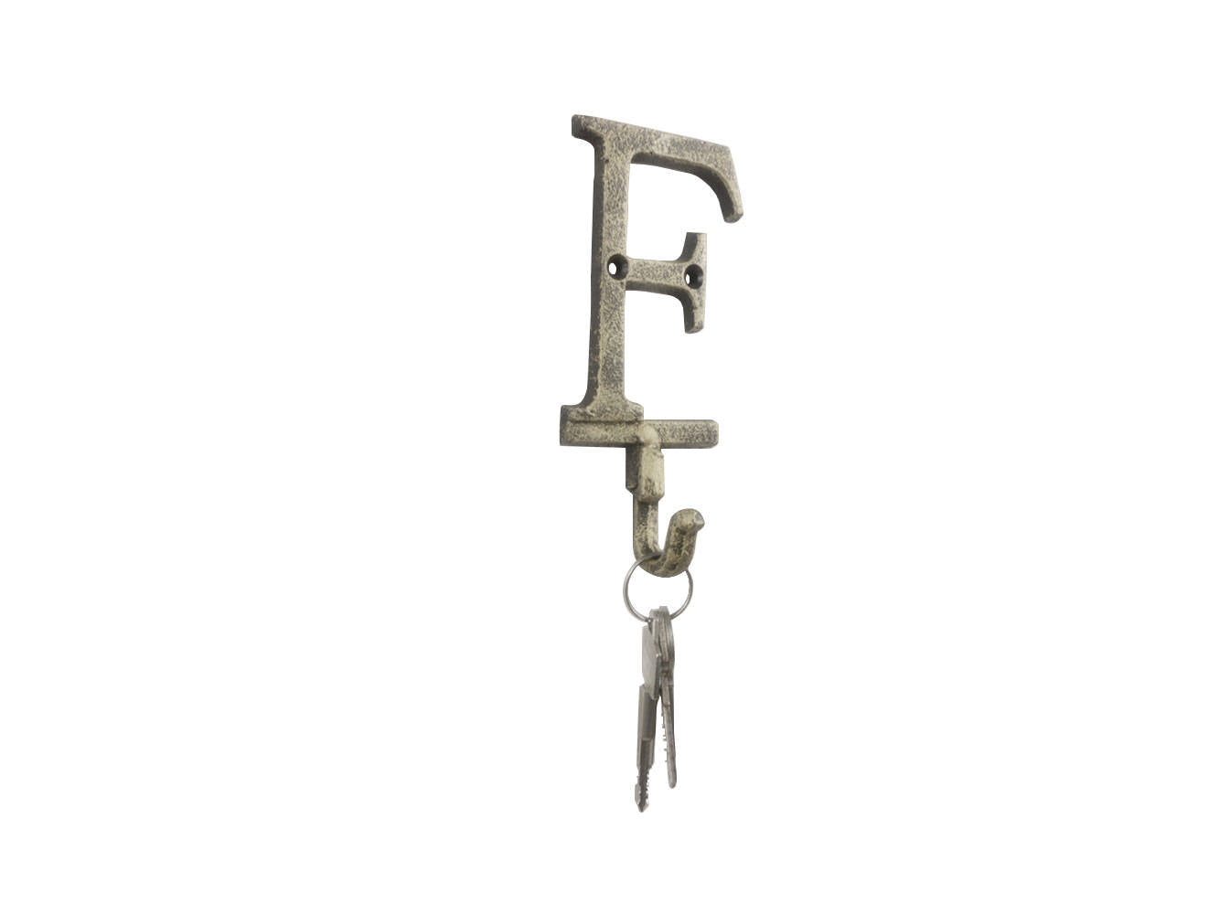 Rustic Gold Cast Iron Letter F Alphabet Wall Hook 6""