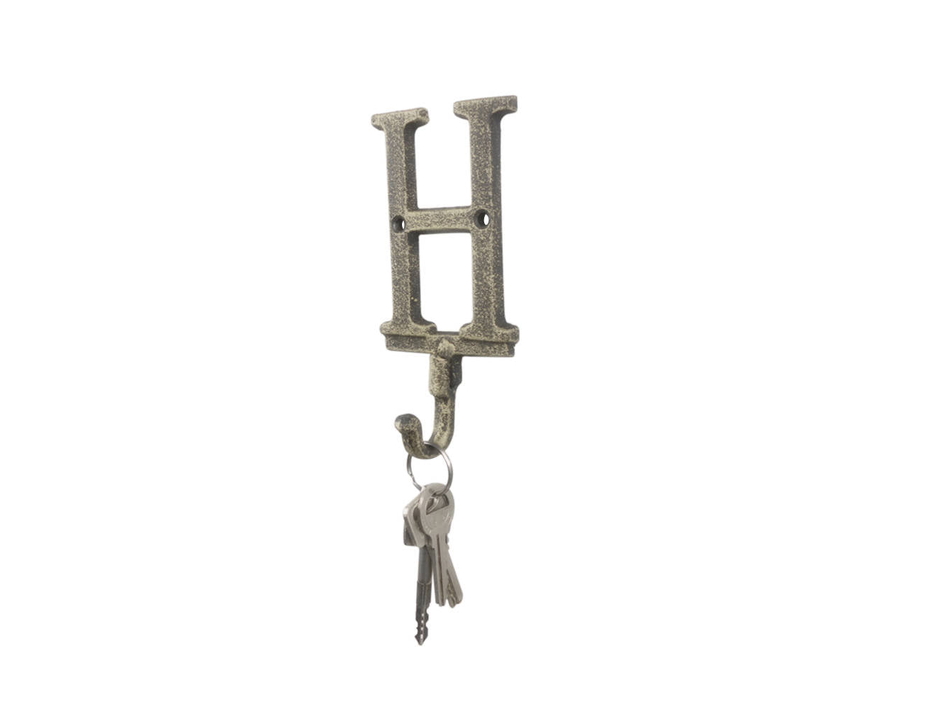 Rustic Gold Cast Iron Letter H Alphabet Wall Hook 6""