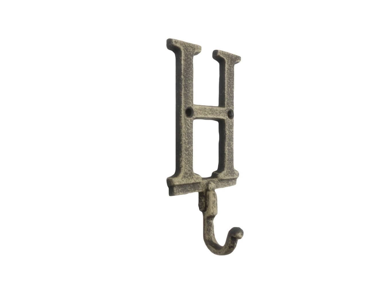 Rustic Gold Cast Iron Letter H Alphabet Wall Hook 6""