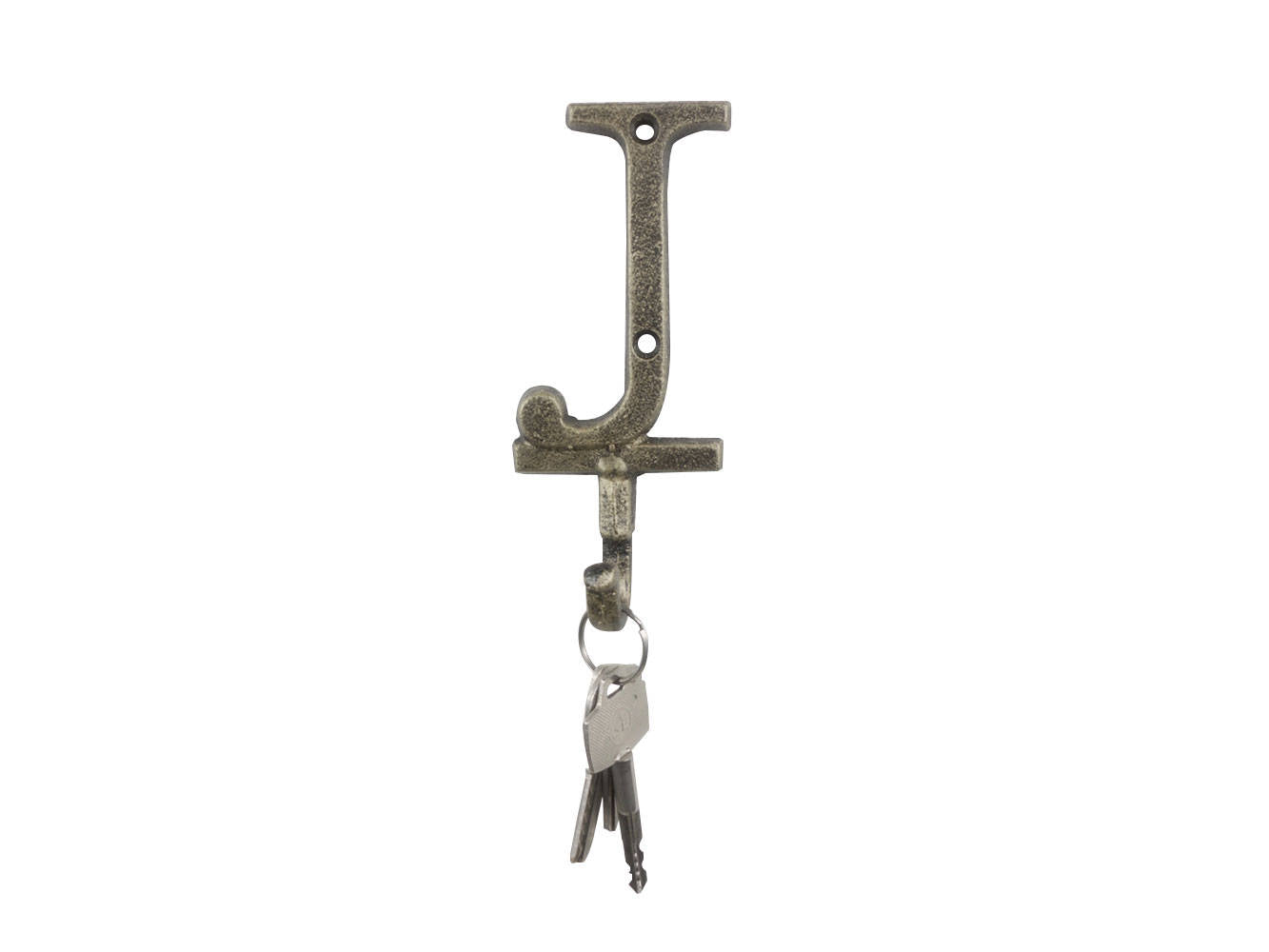 Rustic Gold Cast Iron Letter J Alphabet Wall Hook 6""