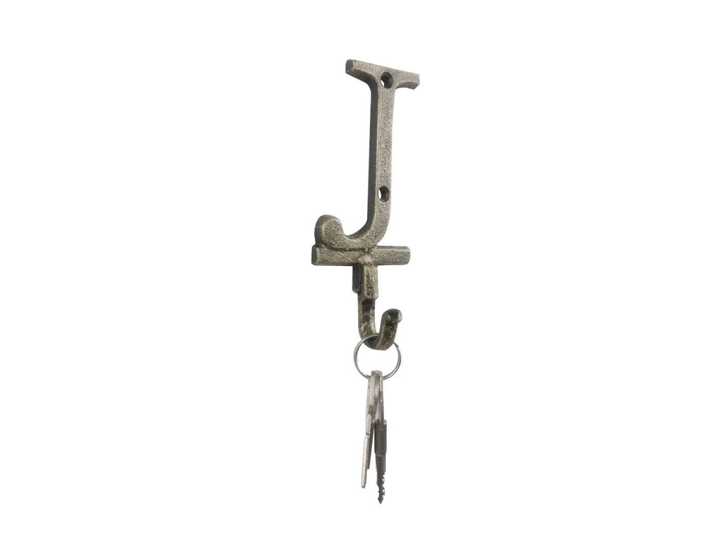 Rustic Gold Cast Iron Letter J Alphabet Wall Hook 6""