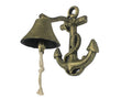 Rustic Gold Cast Iron Wall Mounted Anchor Bell 8""