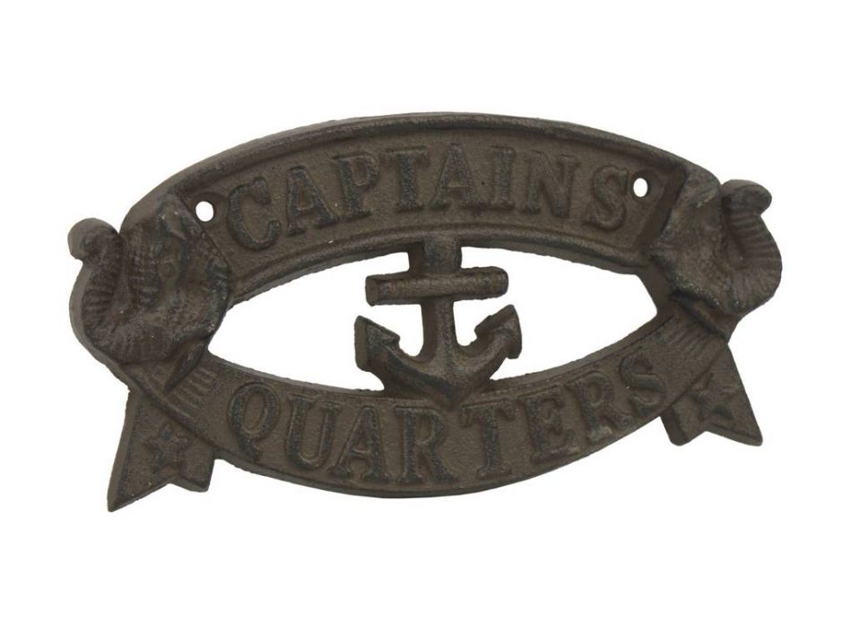 Cast Iron Captains Quarters Sign 8""