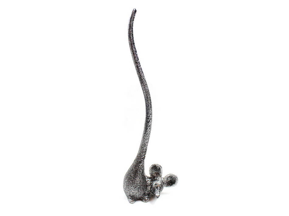 Rustic Silver Cast Iron Mouse Extra Toilet Paper Stand 12""