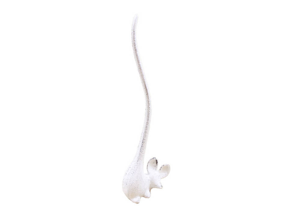 Whitewashed Cast Iron Mouse Extra Toilet Paper Stand 12""