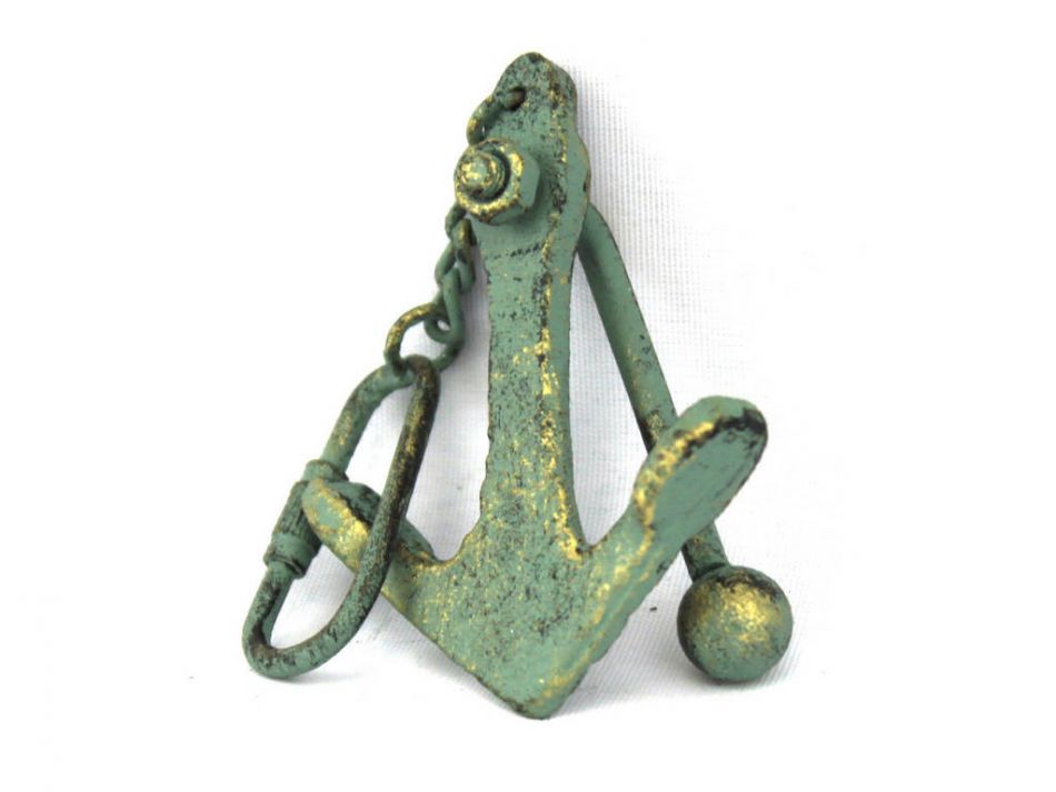 Antique Bronze Cast Iron Anchor Key Chain 5""