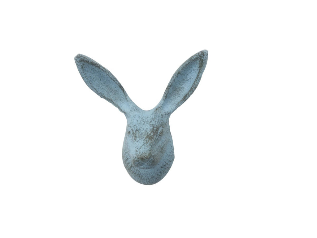 Rustic Light Blue Cast Iron Decorative Rabbit Hook 5""