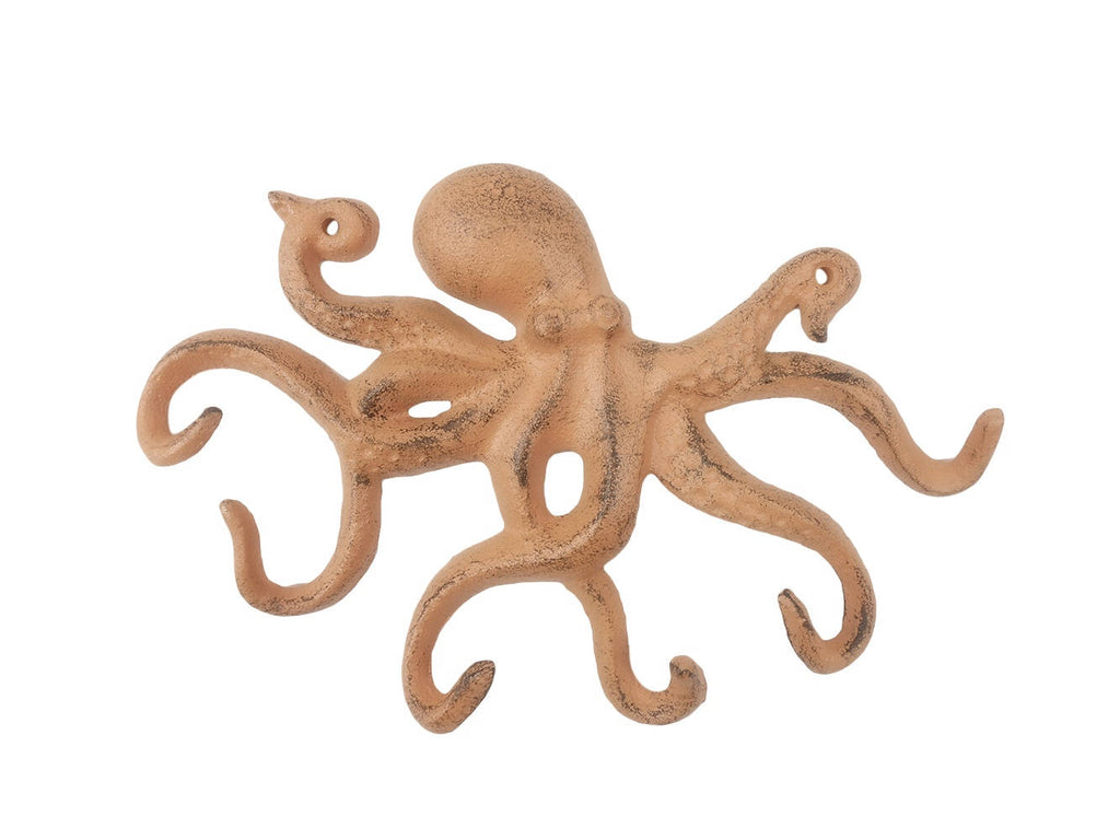 Rustic Orange Cast Iron Octopus Hook 11""