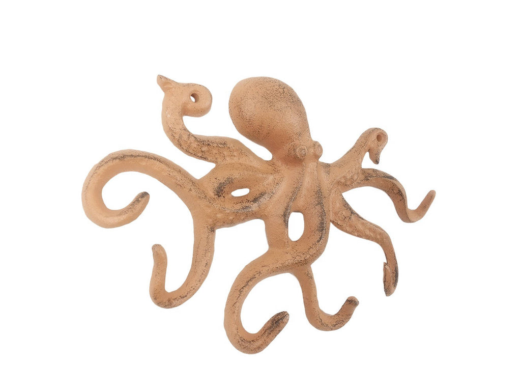 Rustic Orange Cast Iron Octopus Hook 11""