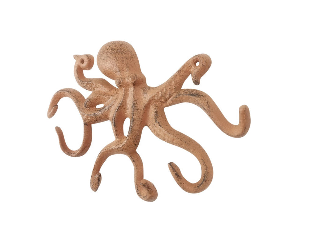 Rustic Orange Cast Iron Octopus Hook 11""