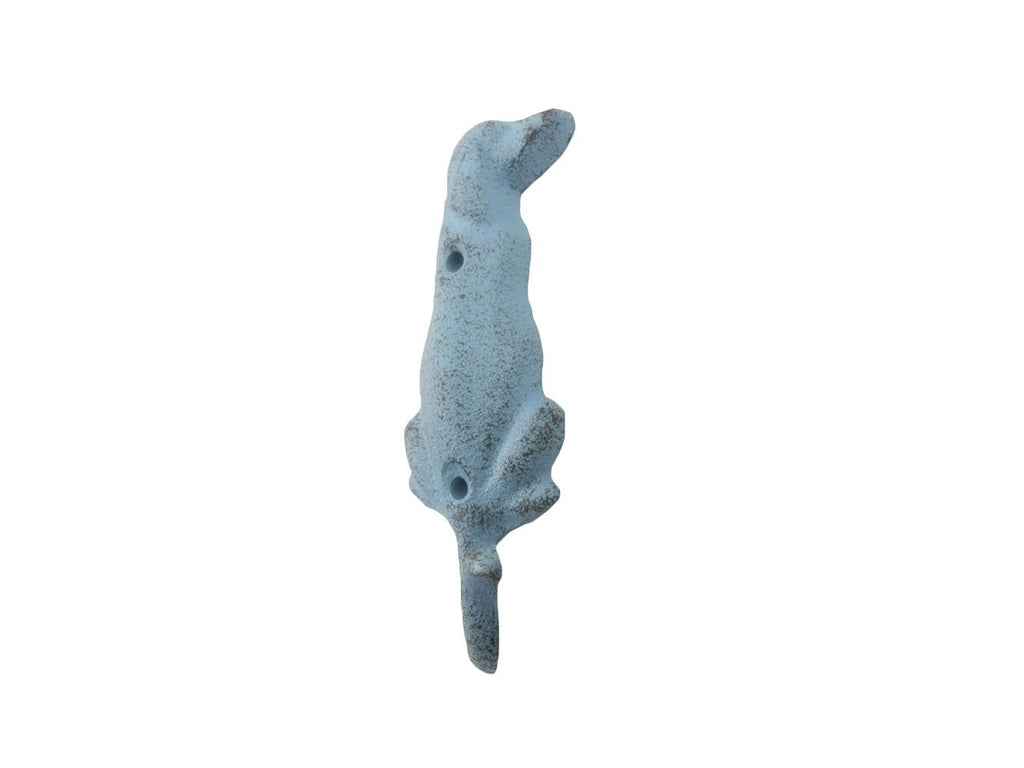 Rustic Light Blue Cast Iron Dog Hook 6""