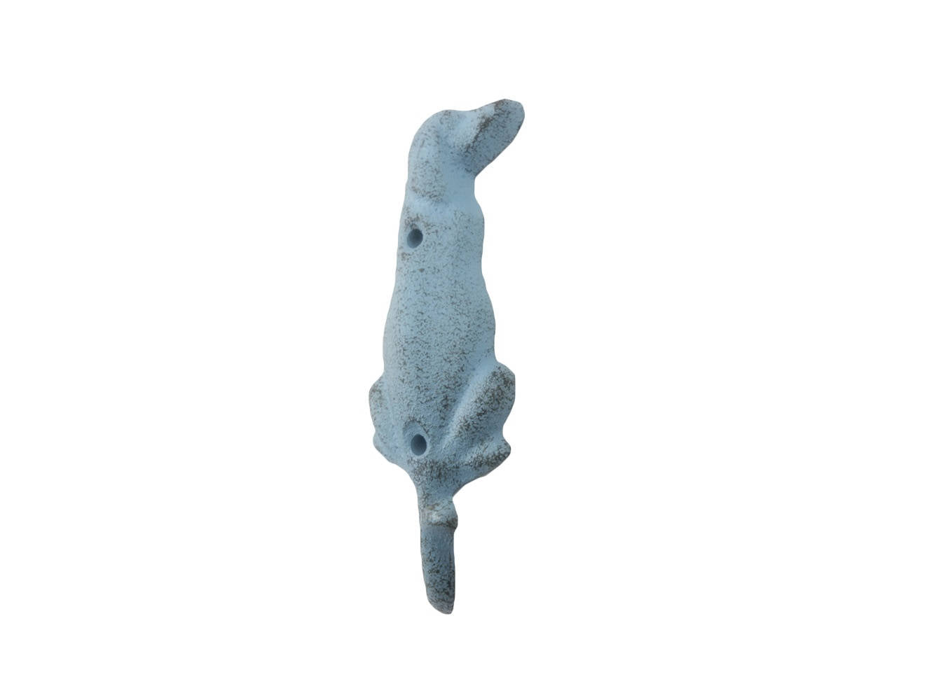 Rustic Light Blue Cast Iron Dog Hook 6""