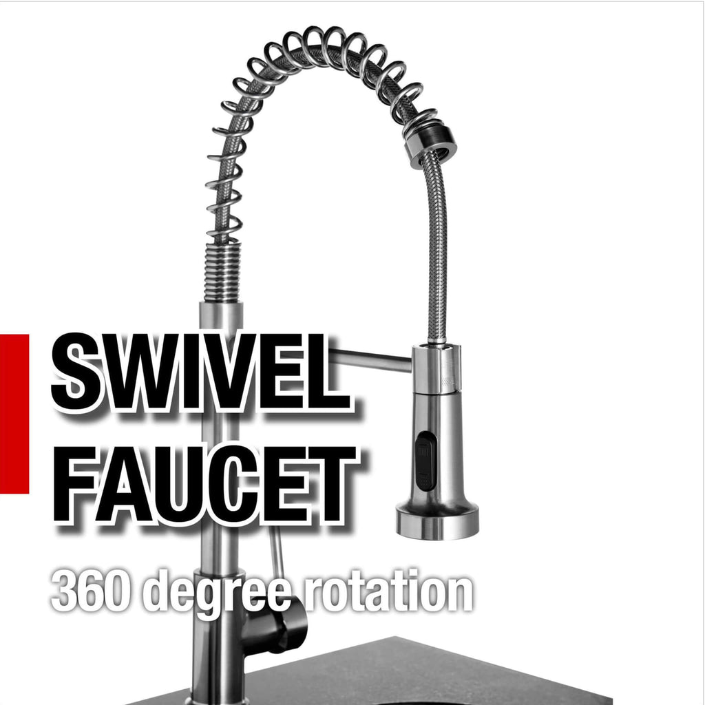 Castelle Flame Valmont 43-Inch 6-Burner 85K BTU Outdoor BBQ Kitchen Grill Island With Granite Countertops, Rotisserie Kit, Cabinets, And Sink (SAK73518)