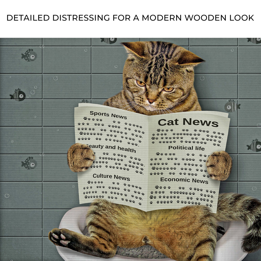 Cat Toilet Reading Newspaper Canvas Wall Art - PhishStones Products