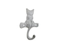 Whitewashed Cast Iron Cat on a Branch with Tail Decorative Metal Wall Hook 4""