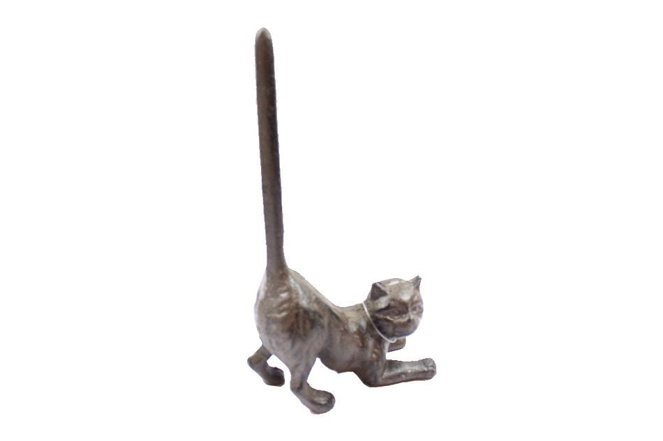 Cast Iron Cat Extra Toilet Paper Stand 10""