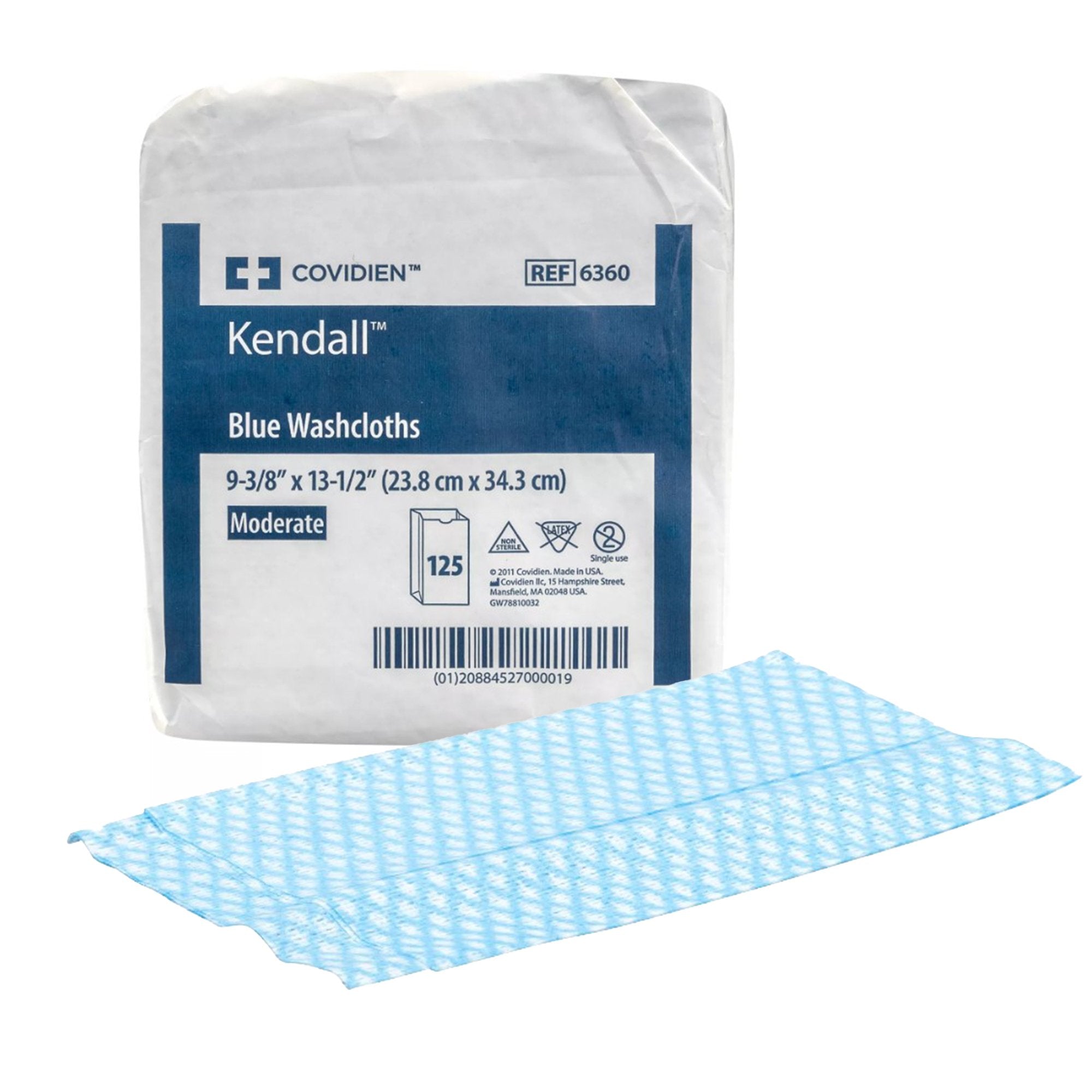 Versalon™ Moderate Absorbency Washcloth, Blue, 9.4 x 13.5 Inch 6360