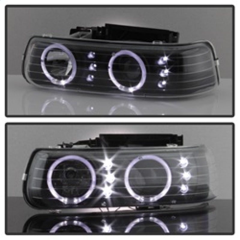 SPYDER xTune Chevy Silverado 1500/2500 99-02 Bumper Projector Headlights - LED - Black PRO-JH-CSIL99-SET-BK 9036781