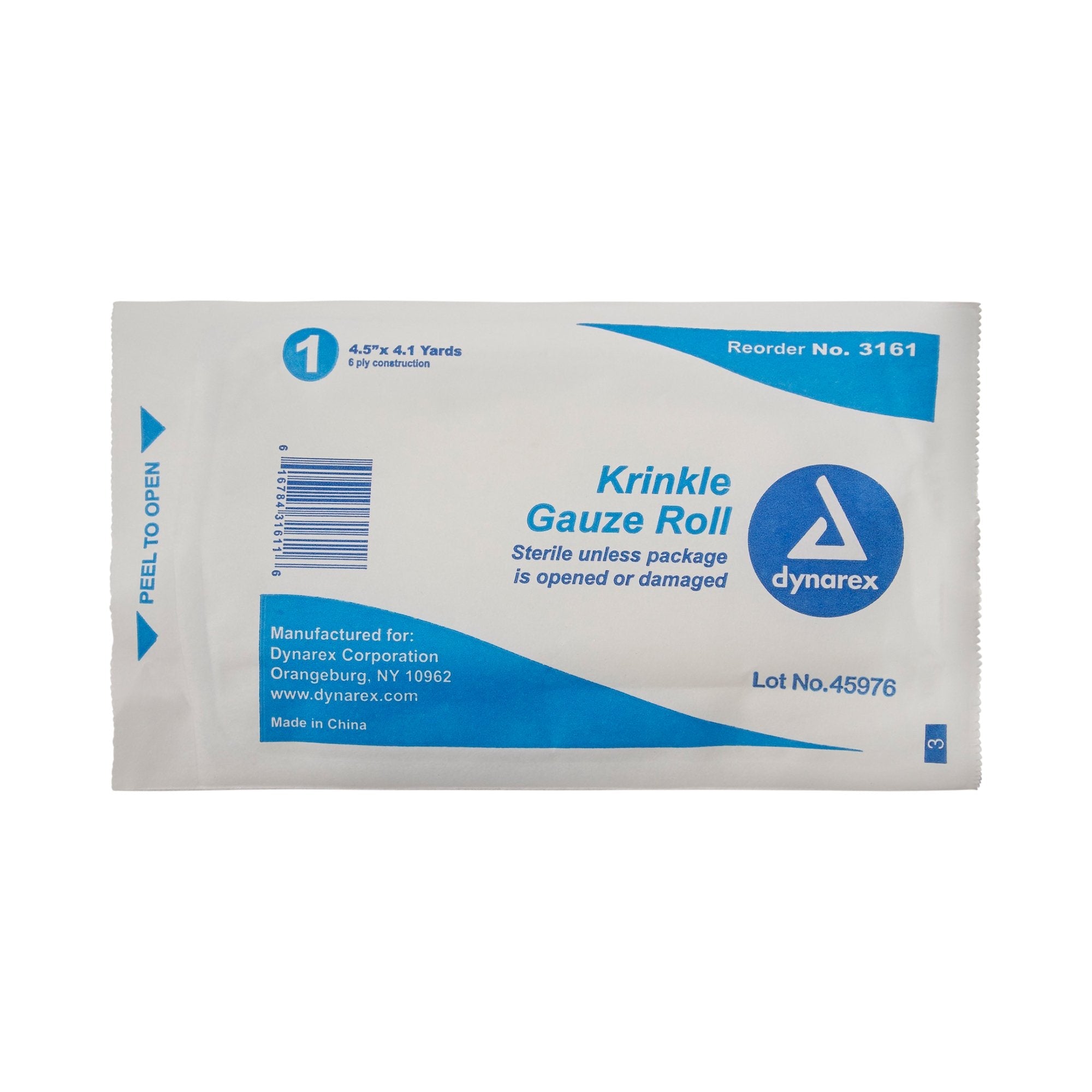 dynarex® Sterile Fluff Bandage Roll, 4-1/2 Inch x 4-1/10 Yard, Six-Ply 3161