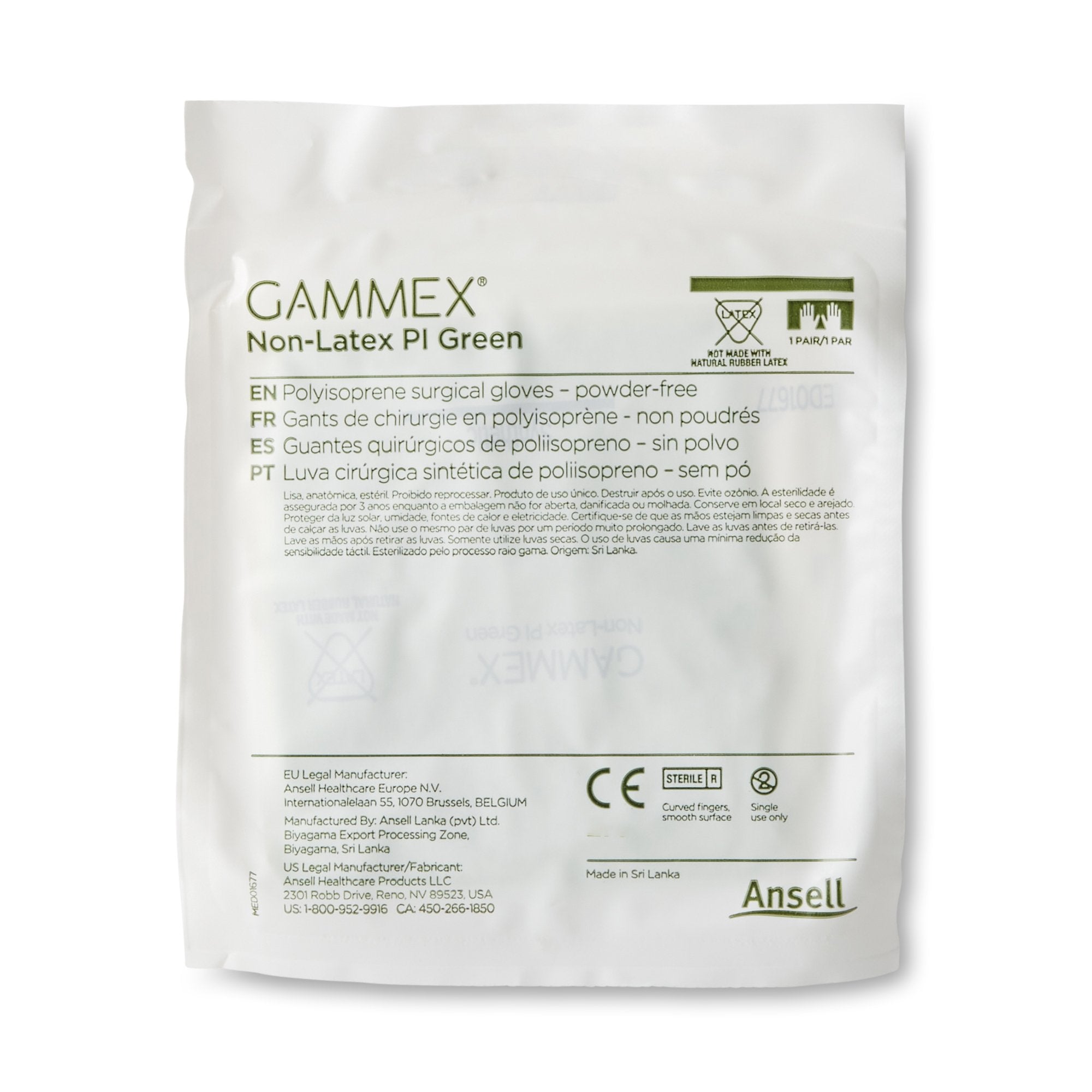 Gammex® Non-Latex PI Green Polyisoprene Surgical Glove, Size 8, Light Green 20685280