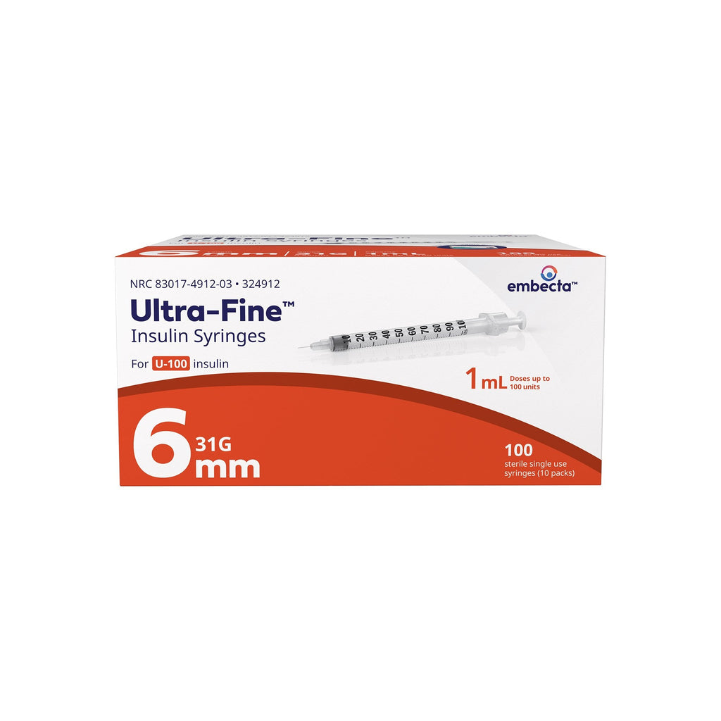 Standard Insulin Syringe with Needle Veo™ Ultra-Fine™ 1 mL 15/64 Inch 31 Gauge NonSafety Regular Wall 324912