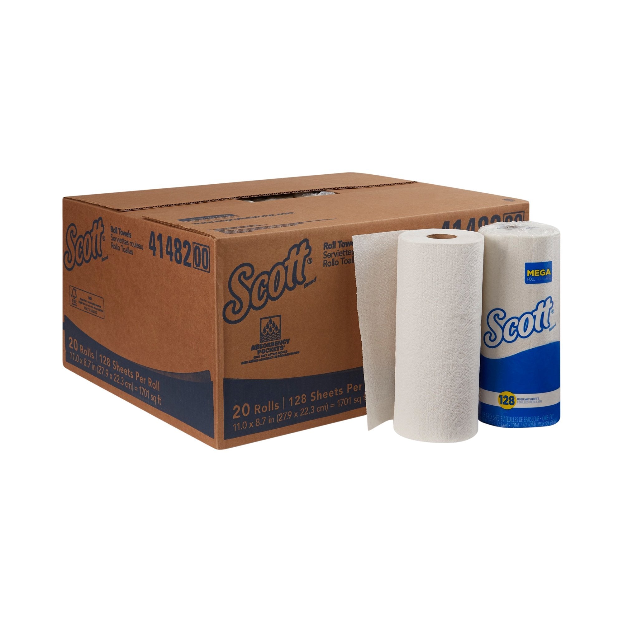Scott® Kitchen Paper Towel, 128 perforated sheets per roll 41482