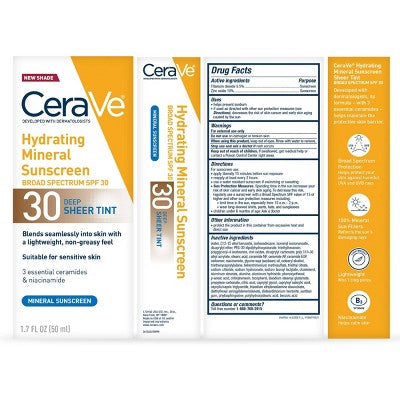 CeraVe Hydrating Mineral Tinted Face Lotion SPF 30 Deep 1.7 fl oz - Missing Box - PhishStones Products
