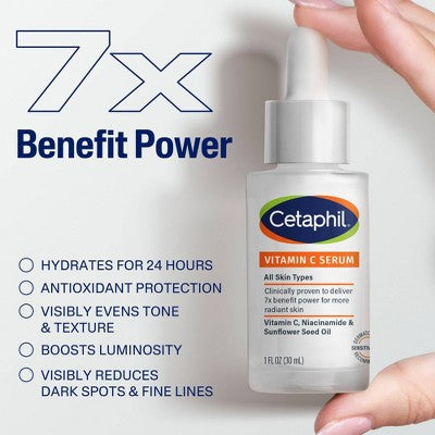Cetaphil Brightening Vitamin C Face Serum 1fl oz - Imperfect Box - PhishStones Products