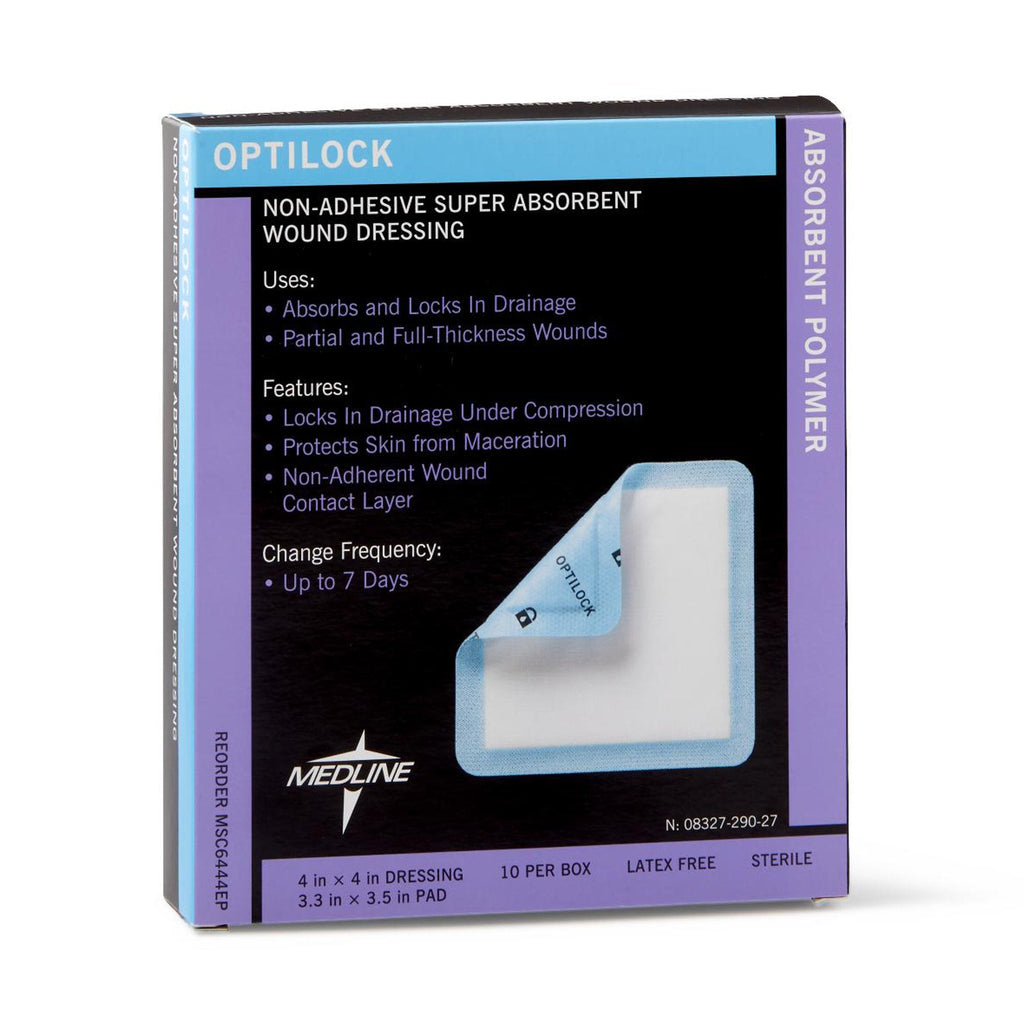 Optilock Super Absorbent Dressing, 4 x 4 Inch MSC6444EP