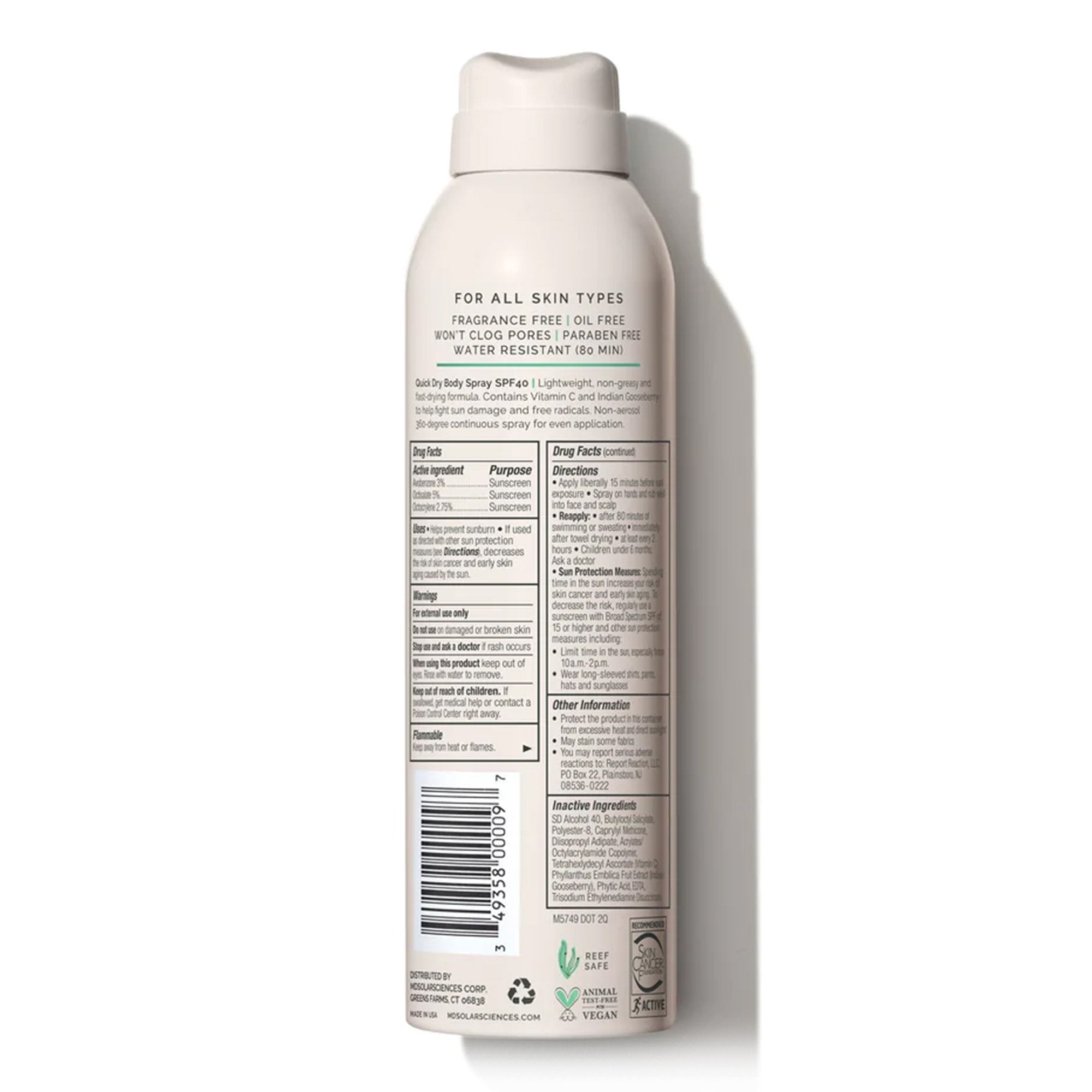 MDSolarSciences® Quick Dry Body Spray Sunscreen 163001