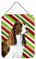 Springer Spaniel Candy Cane Holiday Christmas Wall or Door Hanging Prints Aluminum Metal Sign Kitchen Wall Bar Bathroom Plaque Home Decor Front Door Plaque, 12x16, Multicolor