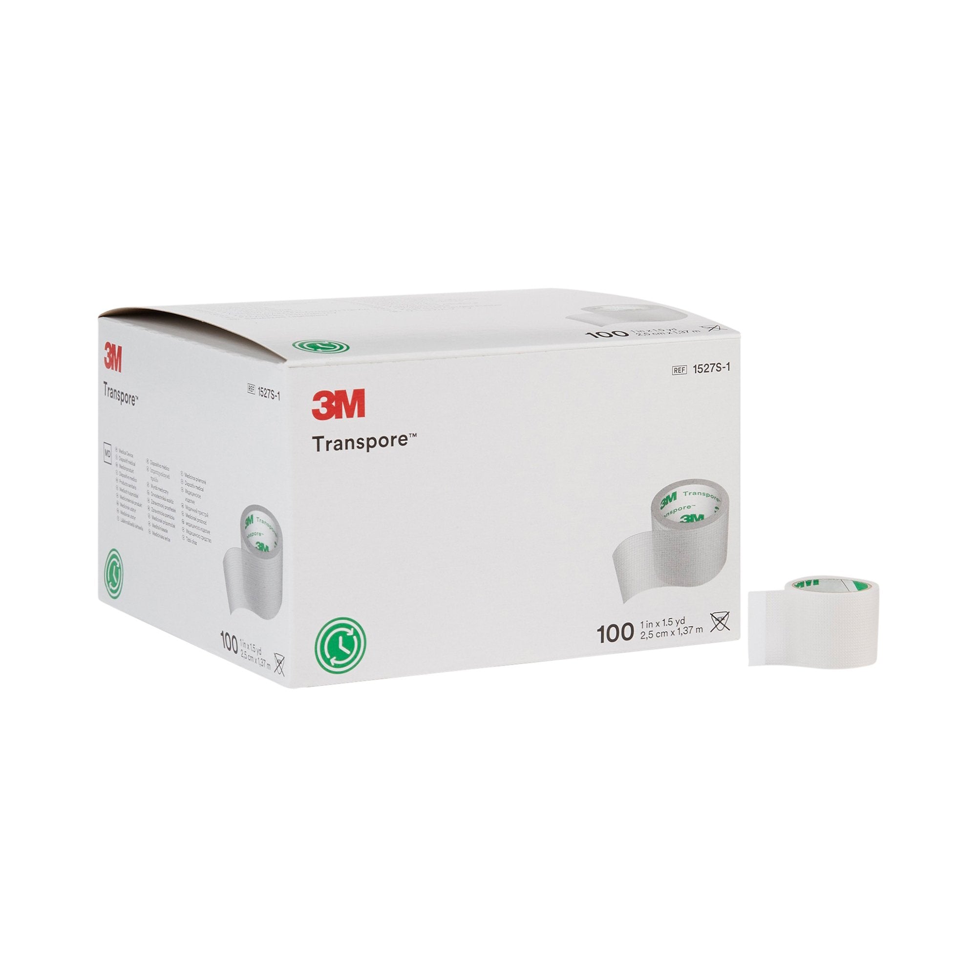 3M™ Transpore™ Plastic Medical Tape, 1 Inch x 1-1/2 Yard, Transparent 1527S-1